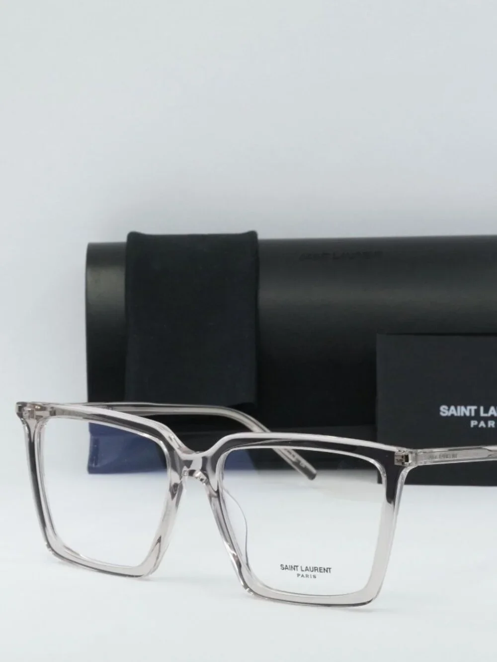 Saint Laurent SL474OPT 003 Square Eyeglasses 56mm – Transparent Nude